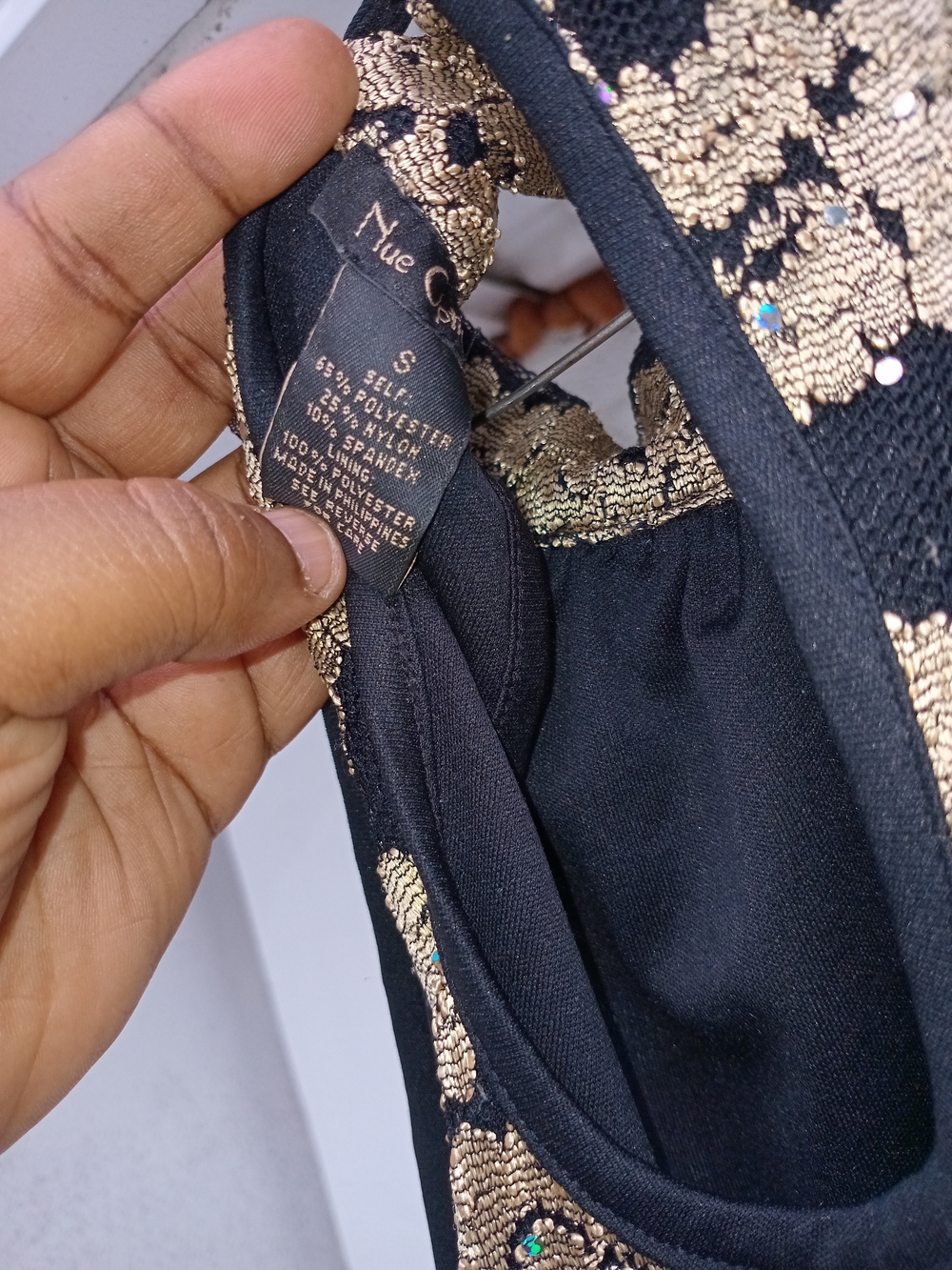 Nue Options Black Jacket with Gold Sequin Accents